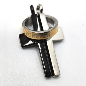 Cross FOREVER Pendant Gold Black Plated  Steel Unisex Couples